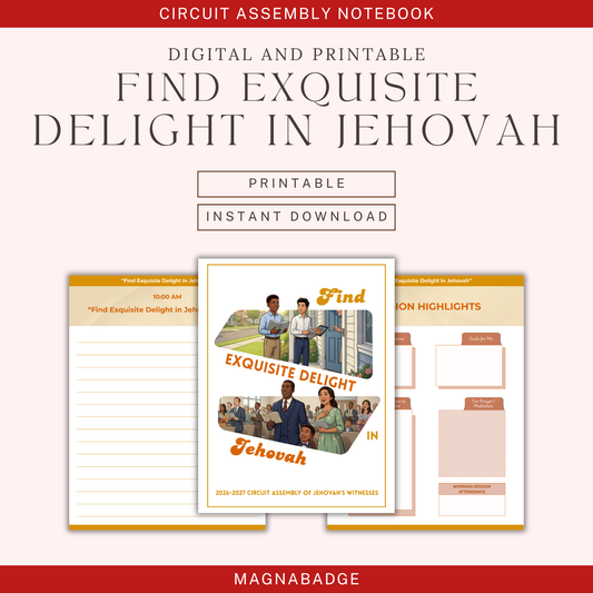 "Find Exquisite Delight in Jehovah" Digital & Printable Notebook for the 2026-2027 Circuit Assembly