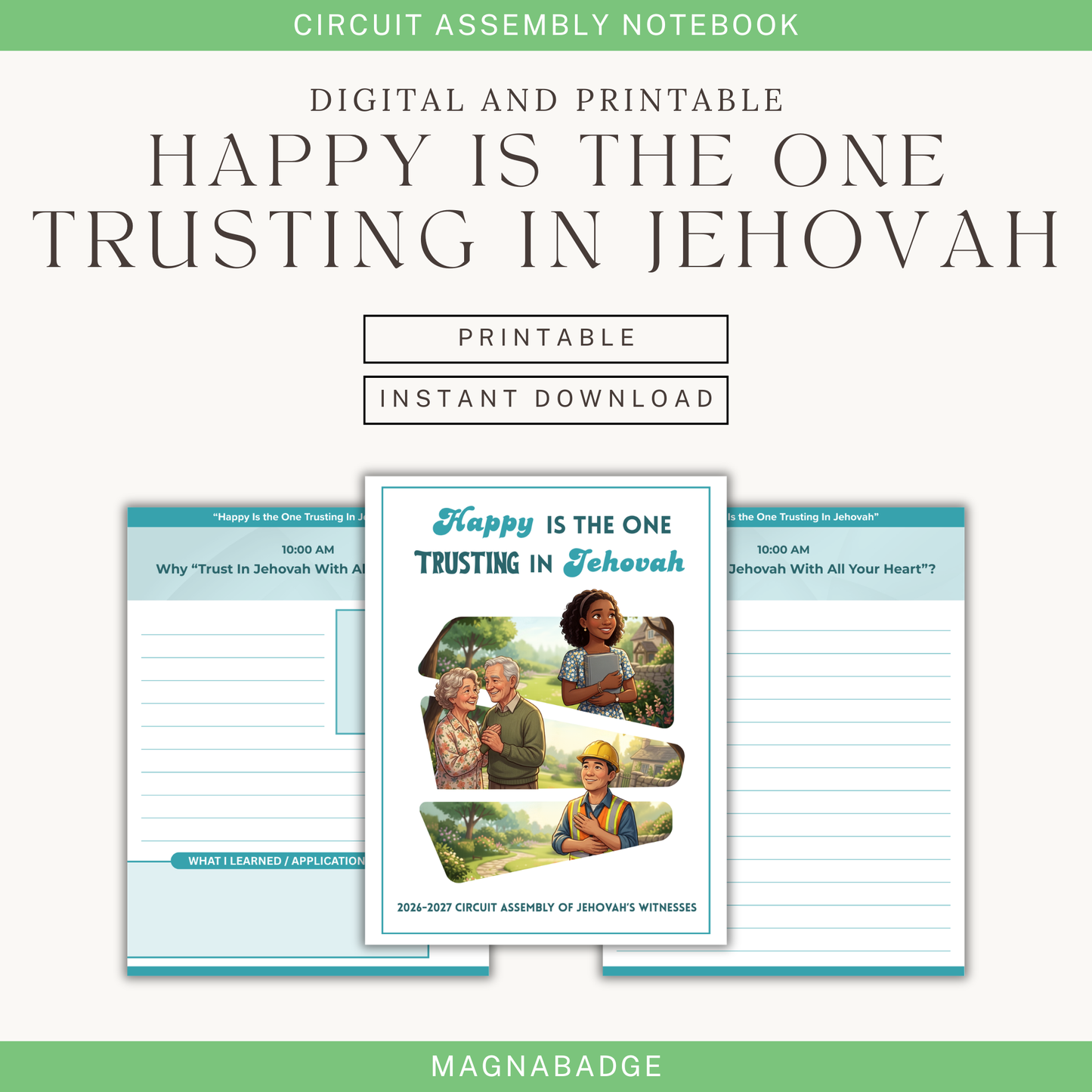 "Happy Is the One Trusting in Jehovah" Digital & Printable Notebook for the 2026-2027 Circuit Assembly