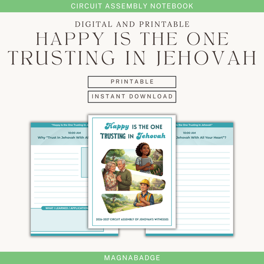 "Happy Is the One Trusting in Jehovah" Digital & Printable Notebook for the 2026-2027 Circuit Assembly