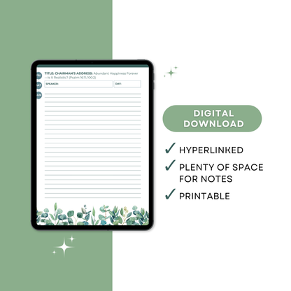 Eternal Happiness Digital Notebook (Hyperlinked) 2026 Regional Convention