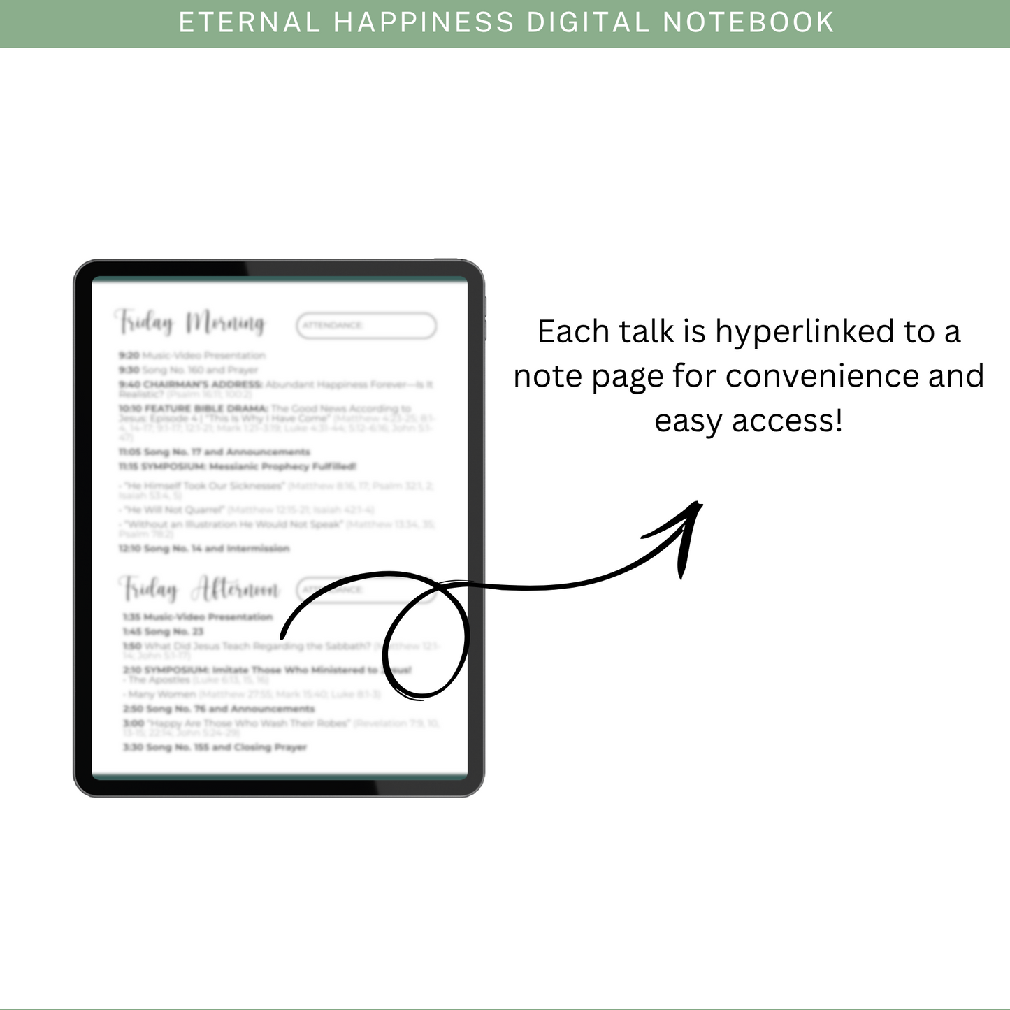 Eternal Happiness Digital Notebook (Hyperlinked) 2026 Regional Convention